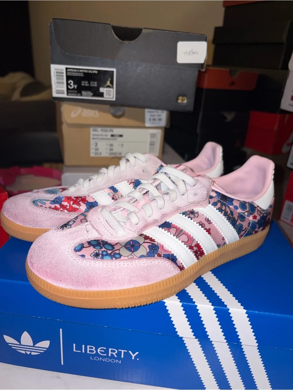 Adidas kids Samba Floral Pink Suede Sneakers